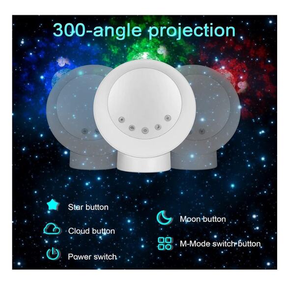 LED Star Projector Light, Galaxy Moon Nebula Night Lamp w/ Base, Remote Control - Picture 2 of 7